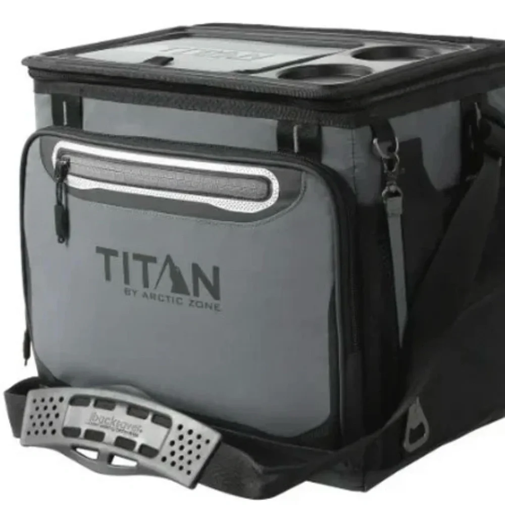 Titan 40-can Collapsible Cooler/ Gray With Two Drink Holder Tabletop - Picture 1 of 10